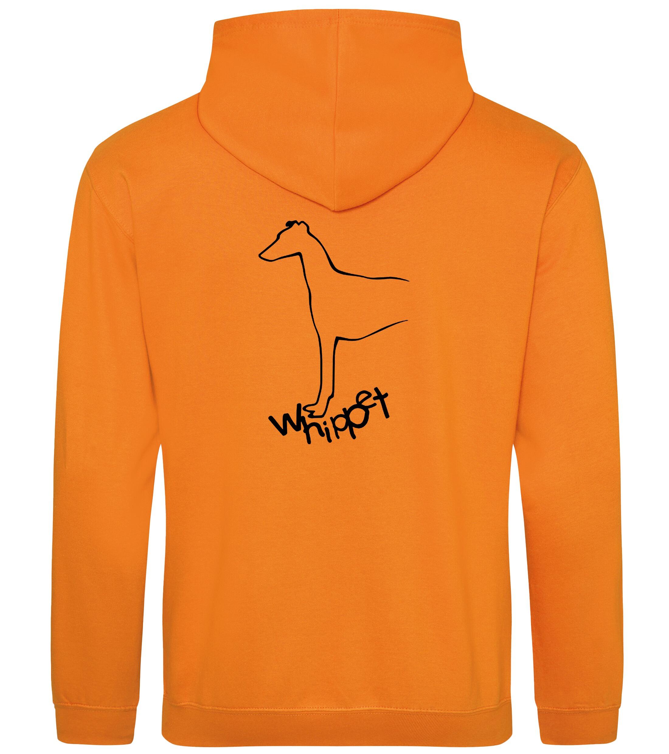 Unisex Whippet Pullover Hoodie Orange Crush (Black)