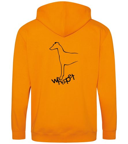 Unisex Whippet Zipped Hoodie Orange Crush (Black)