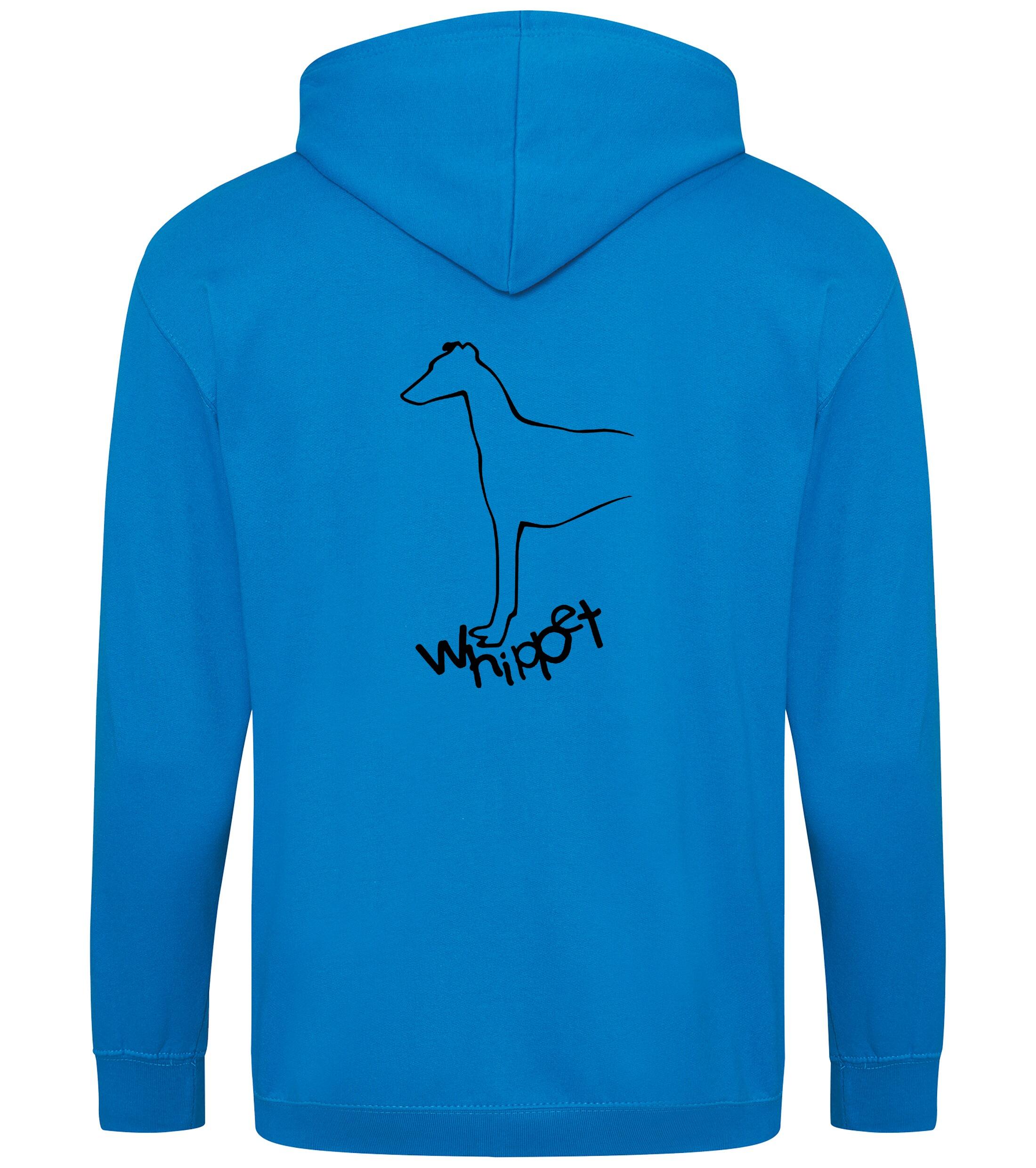 Unisex Whippet Zipped Hoodie Sapphire Blue (Black)
