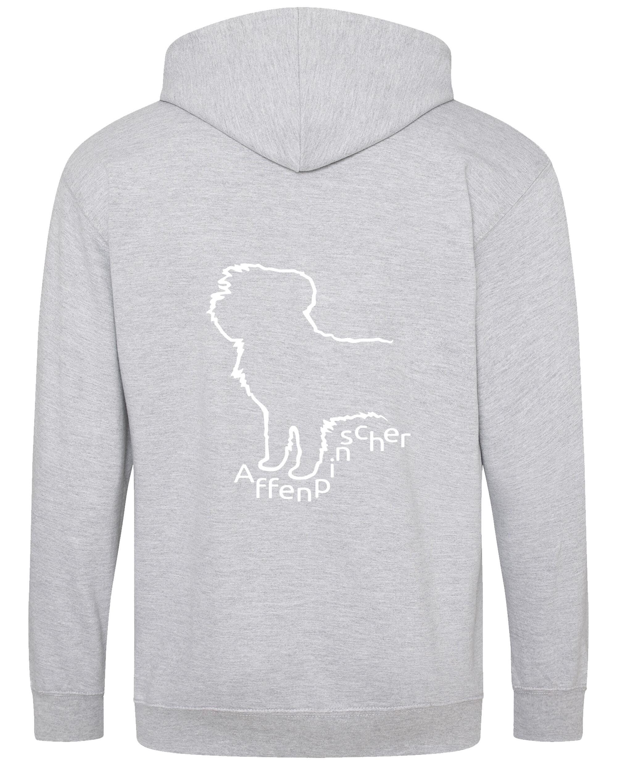 Unisex Affenpinscher Zipped Hoodie Heather Grey (White)