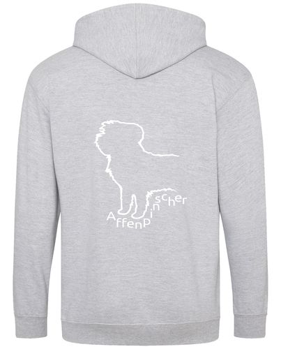 Unisex Affenpinscher Zipped Hoodie Heather Grey (White)