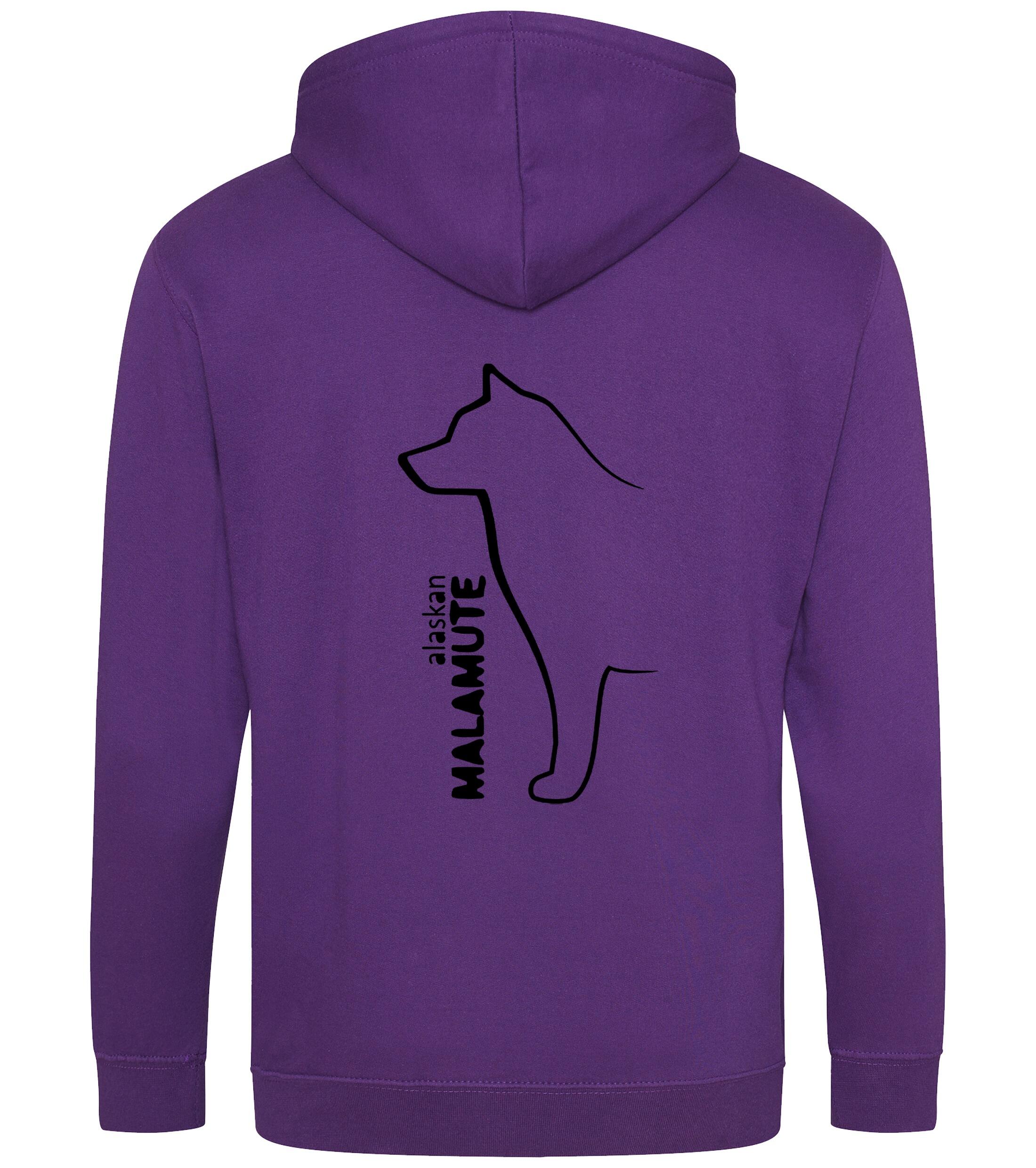 Unisex Alaskan Malamute Zipped Hoodie Purple (Black)