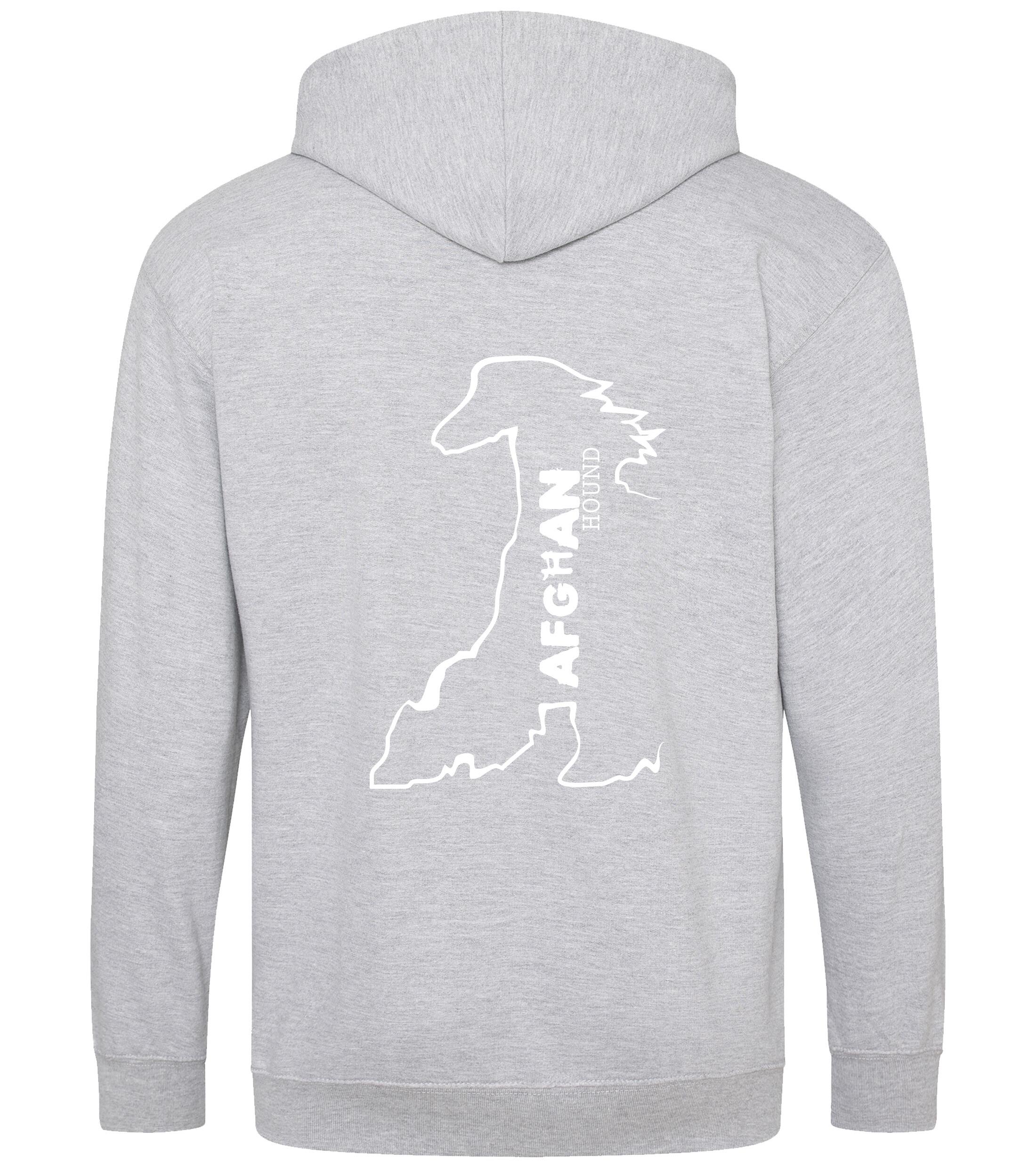 Unisex Afghan Hound Zipped Hoodie Heather Grey (White)