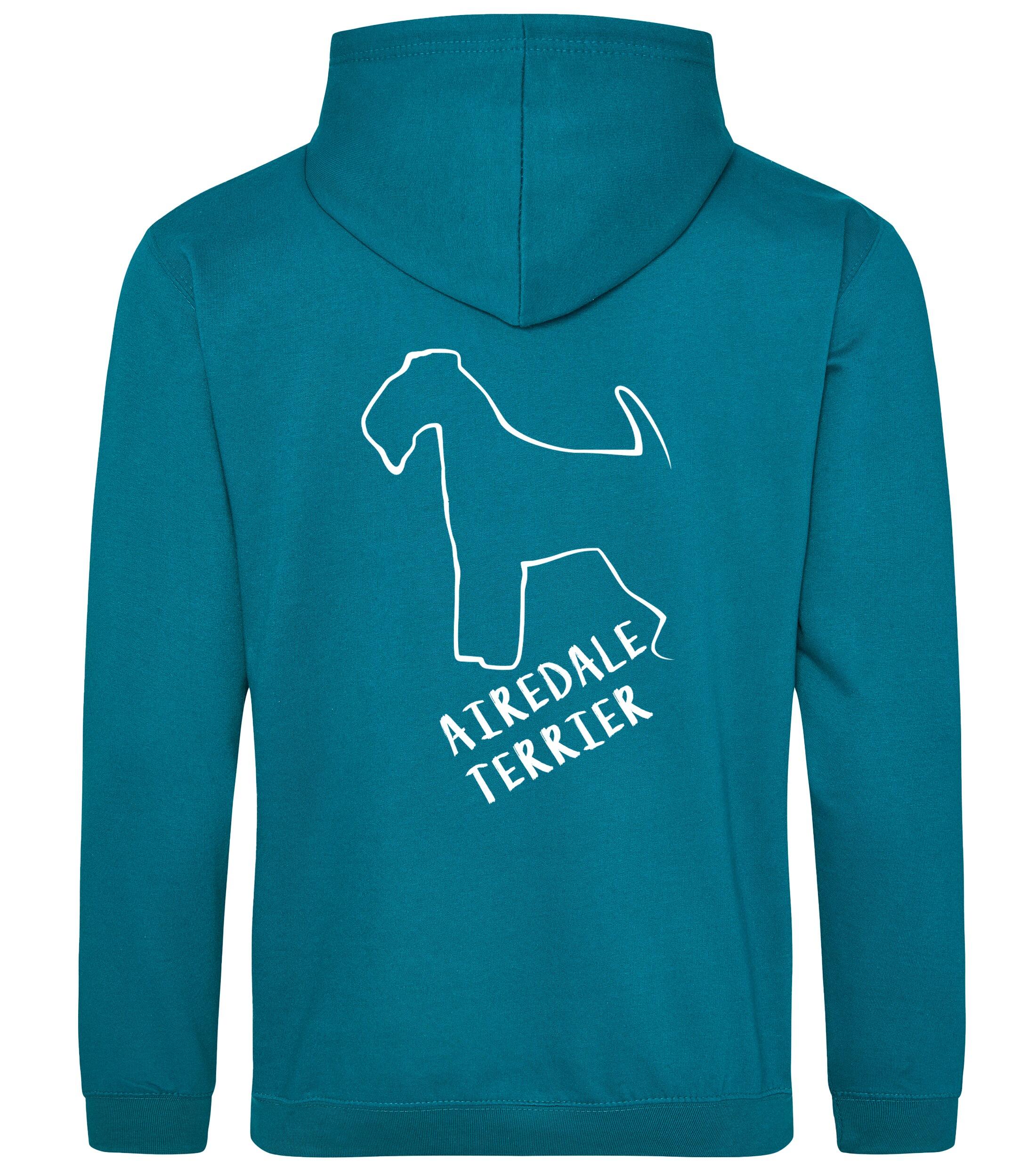 Unisex Airedale Terrier Pullover Hoodie Jade (White)