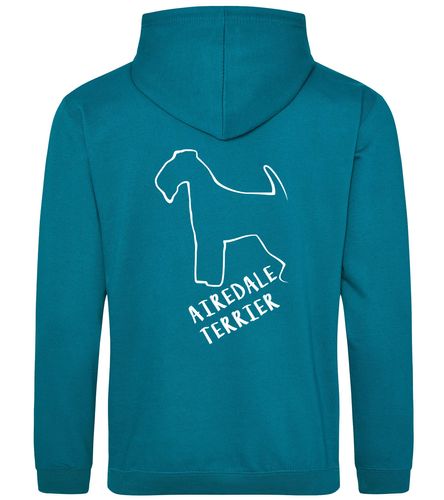 Unisex Airedale Terrier Pullover Hoodie Jade (White)