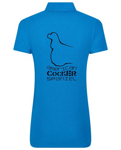 Female American Cocker Spaniel Polo Shirt Sapphire Blue (Black)