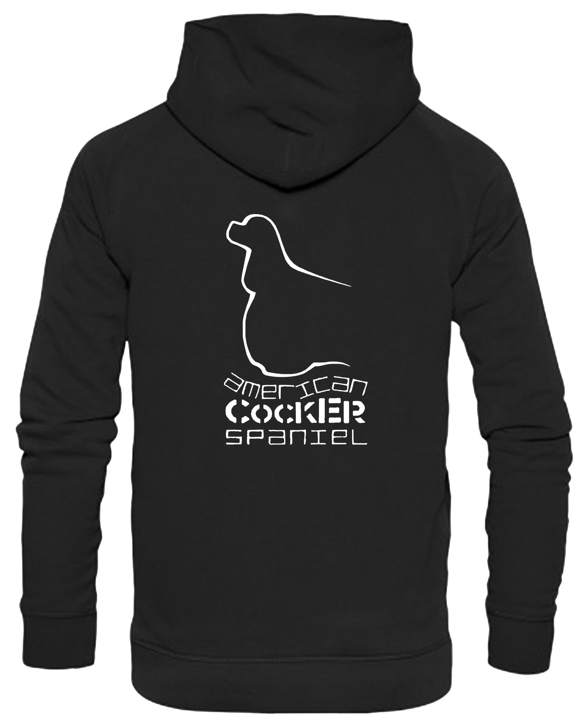 Unisex American Cocker Spaniel Pullover Hoodie Black (White)