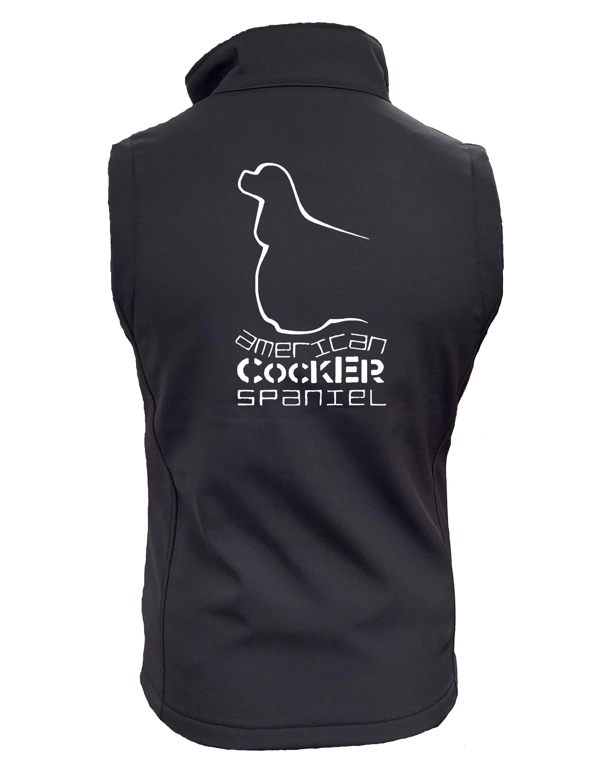 Female American Cocker Spaniel Softshell Gilet Black (White)