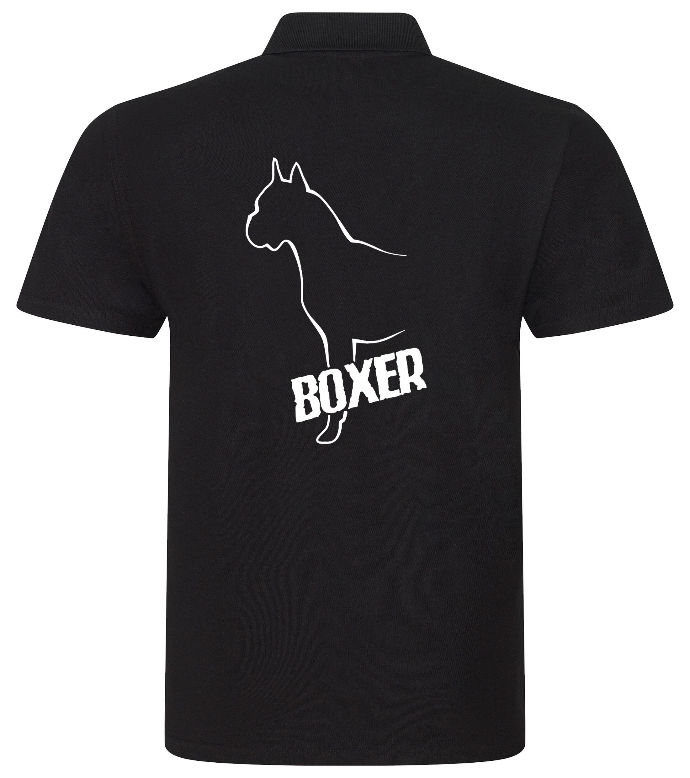 Unisex Boxer Ear Up Polo Shirt Black (White)