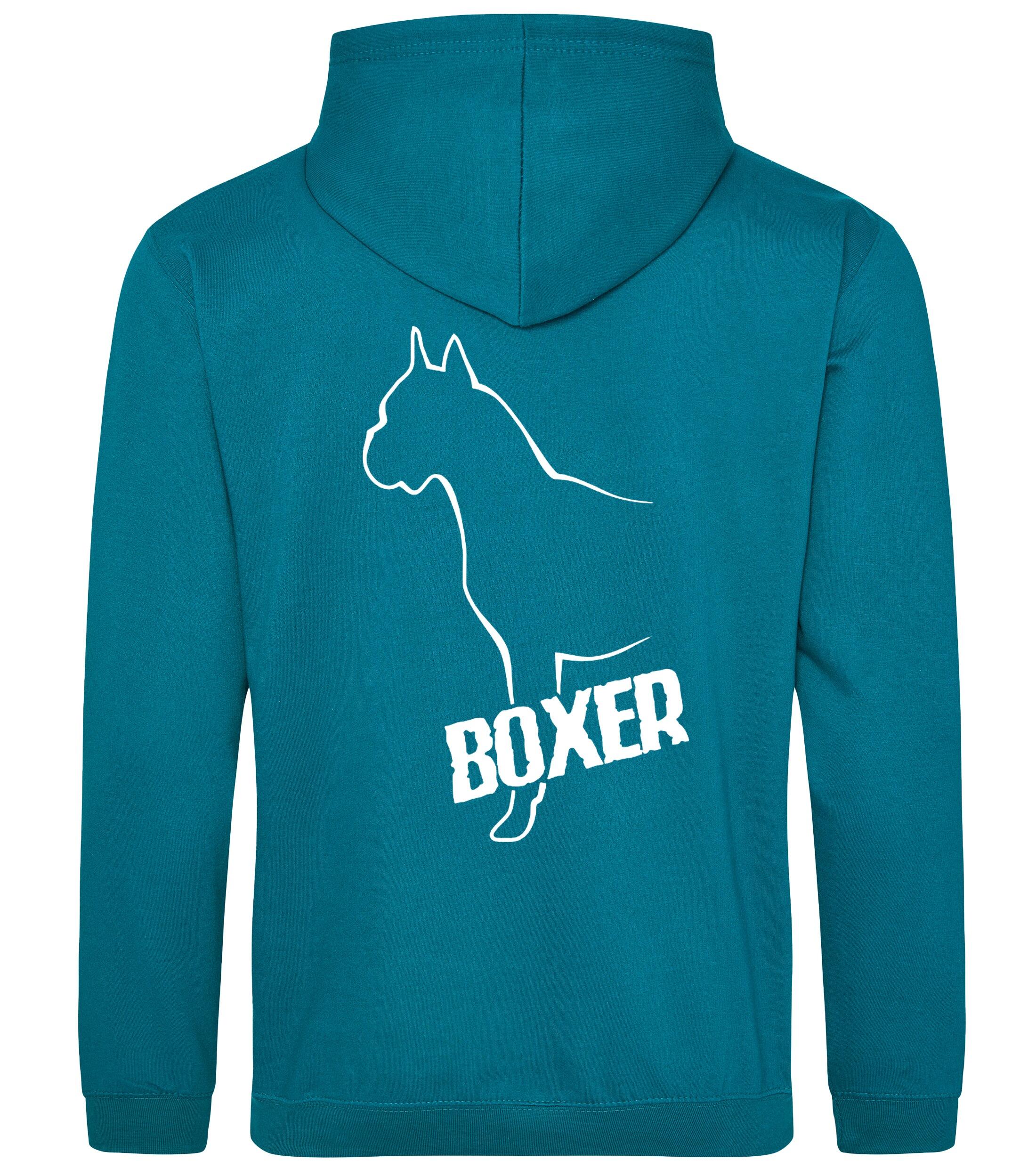 Unisex Boxer Ear Up Pullover Hoodie Jade (White)