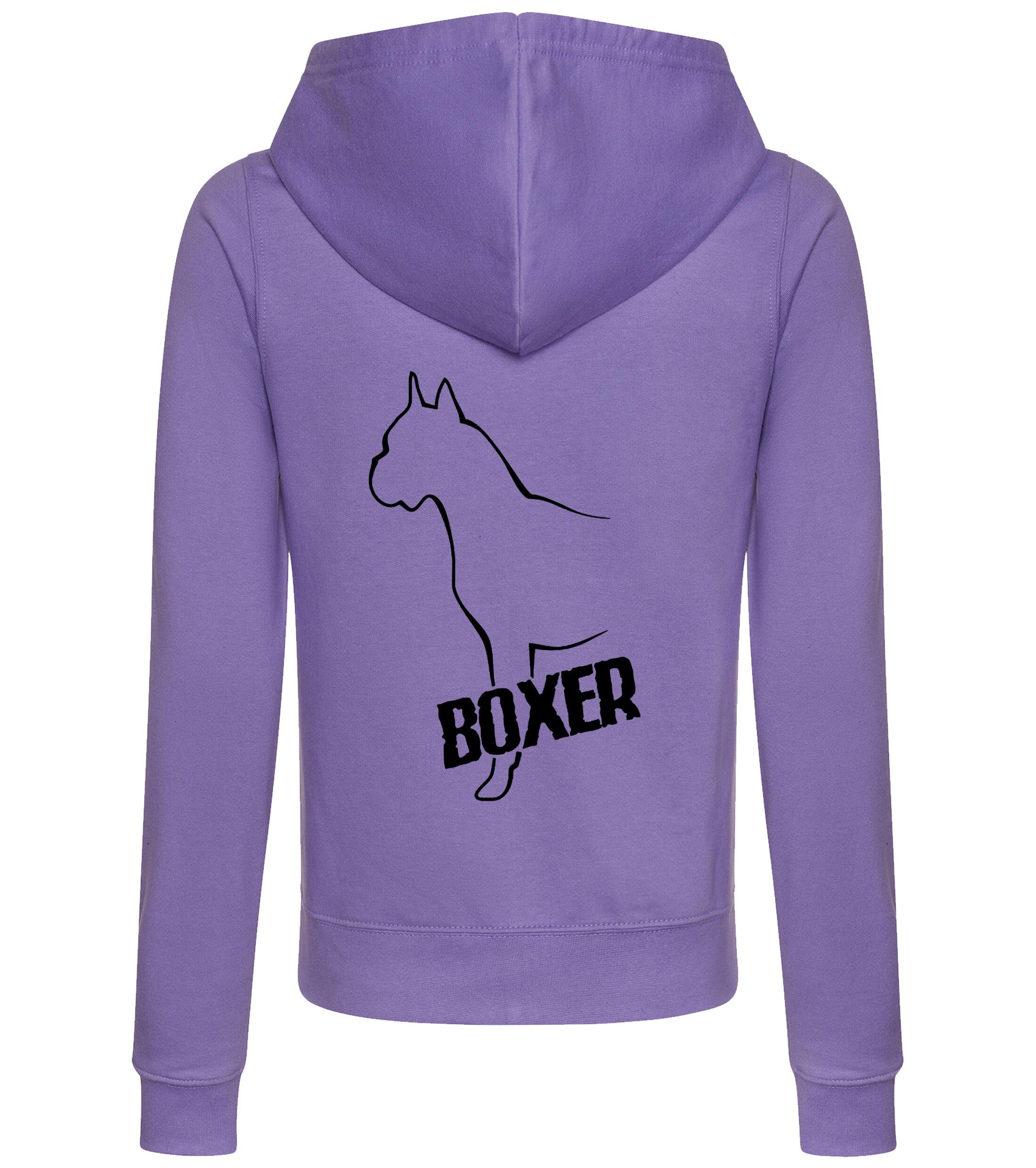 Female Boxer Ear Up Zipped Hoodie Lavender (Black)