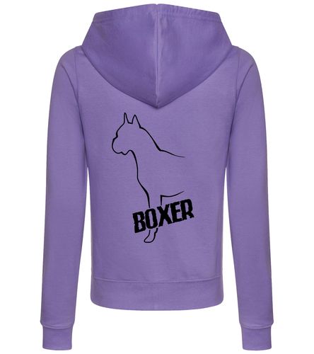 Female Boxer Ear Up Zipped Hoodie Lavender (Black)