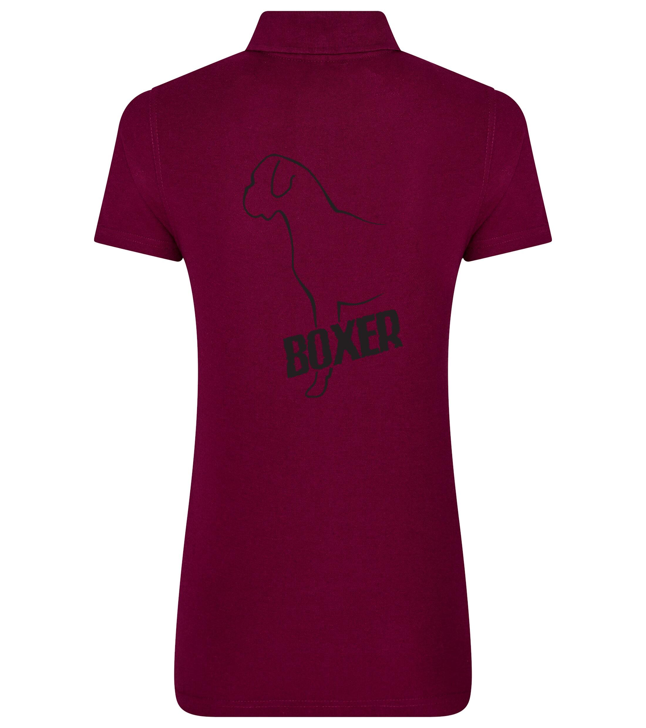 Female Boxer Ear Drop Polo Shirt Burgundy (Black)