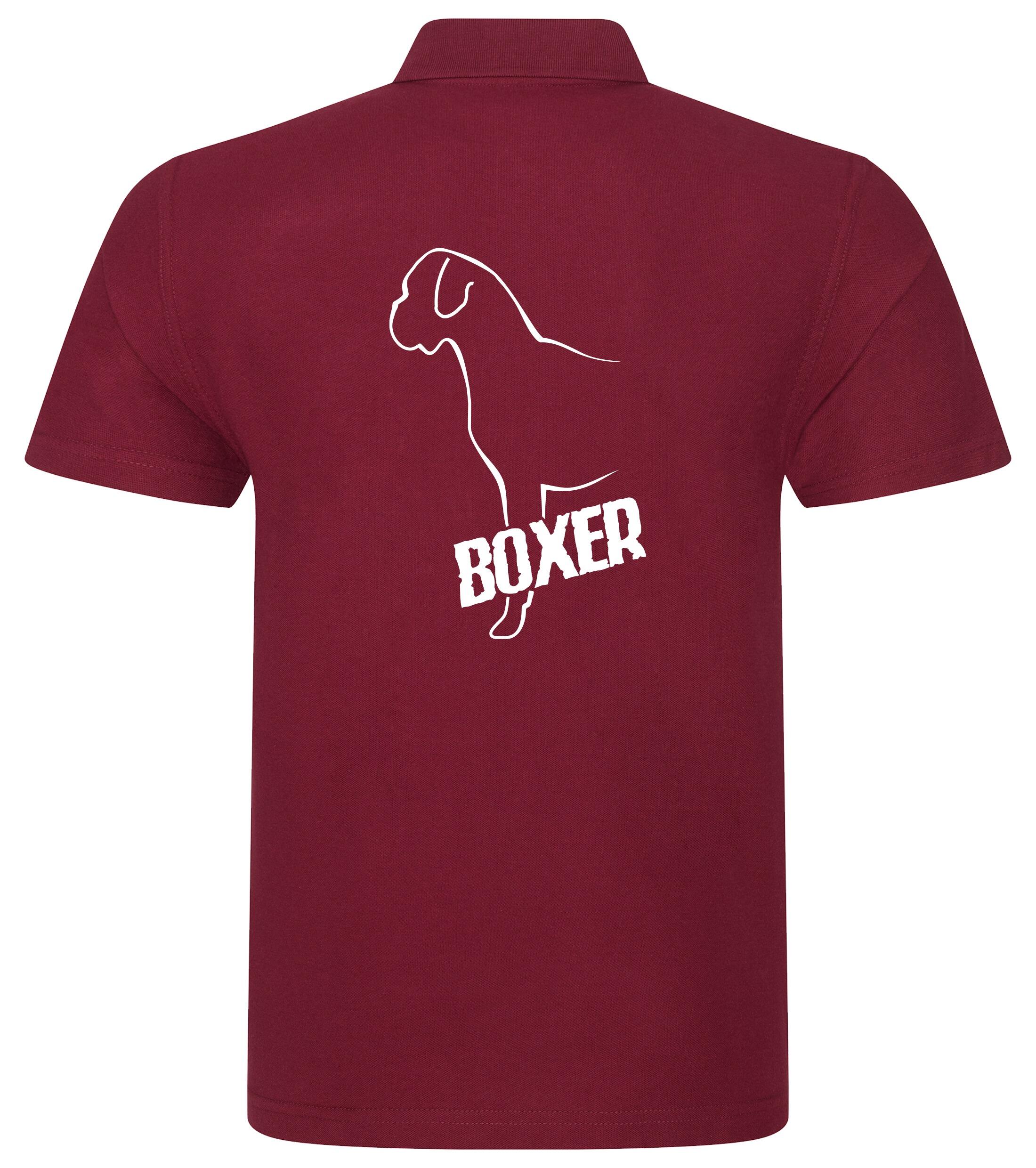 Unisex Boxer Ear Drop Polo Shirt Burgundy (White)
