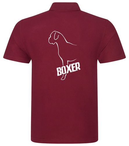 Unisex Boxer Ear Drop Polo Shirt Burgundy (White)