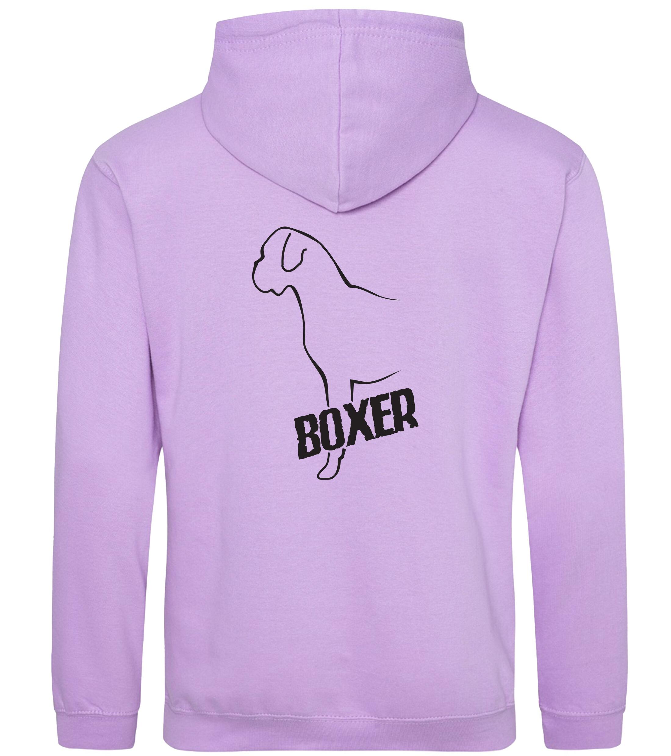 Unisex Boxer Ear Drop Pullover Hoodie Lavender (Black)