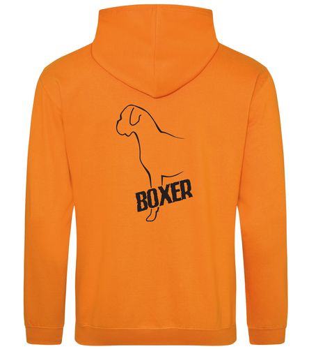 Unisex Boxer Ear Drop Pullover Hoodie Orange Crush (Black)