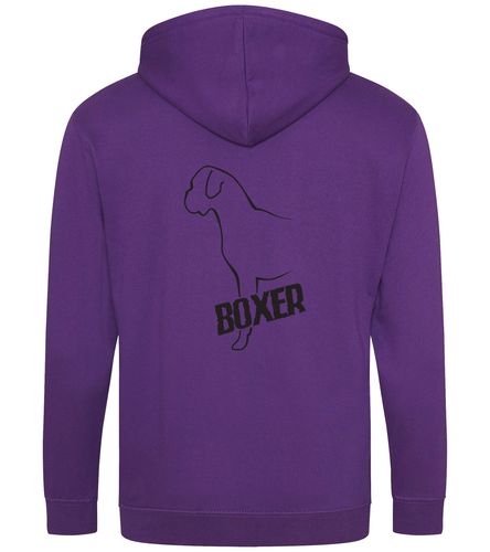 Unisex Boxer Ear Drop Zipped Hoodie Purple (Black)