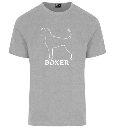 Unisex Boxer Ear Drop (2) Roundneck T-Shirt Heather Grey (White)