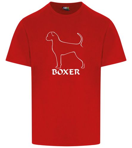 Unisex Boxer Ear Drop (2) Roundneck T-Shirt Red (White)