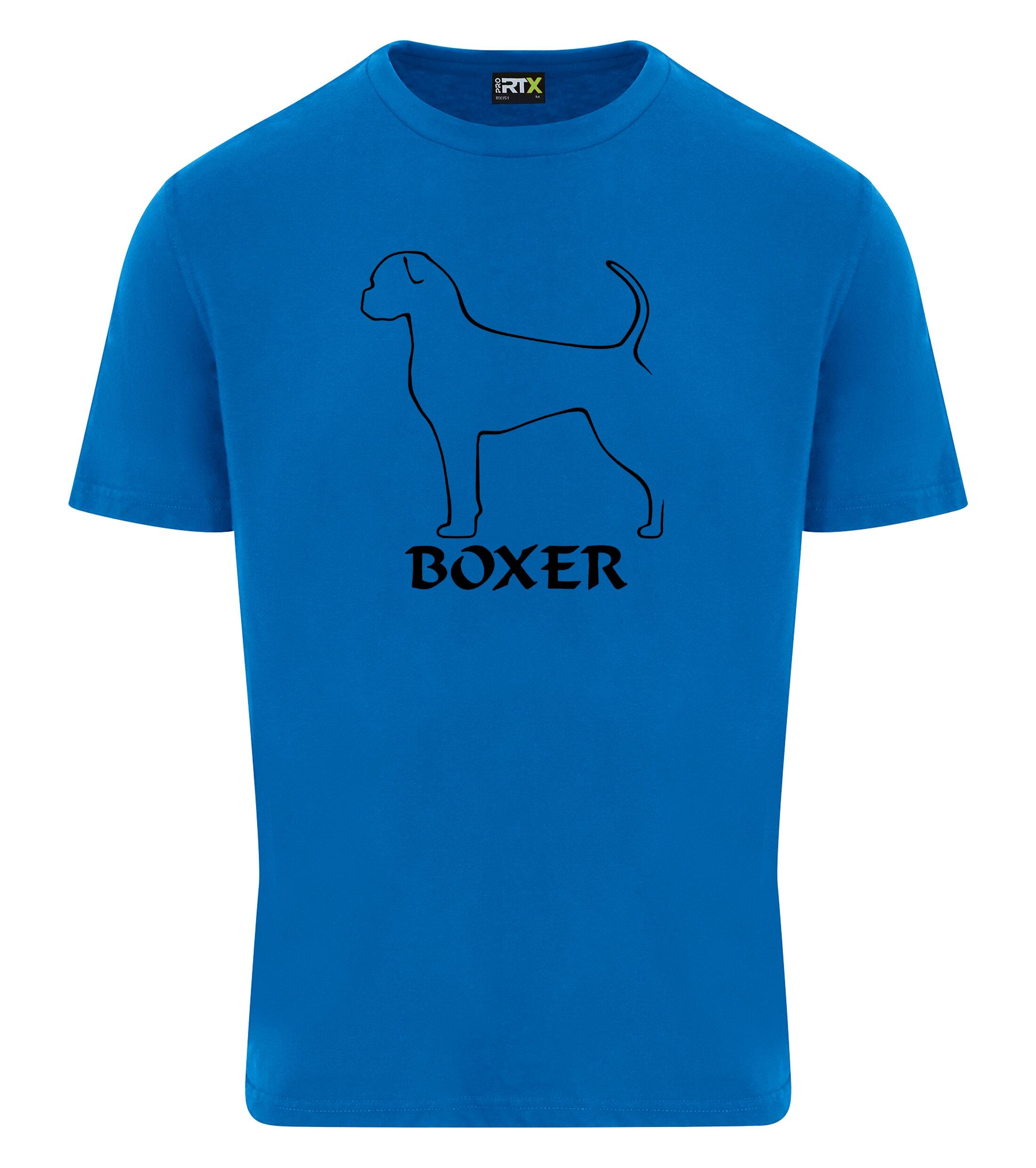 Unisex Boxer Ear Drop (2) Roundneck T-Shirt Sapphire Blue (Black)
