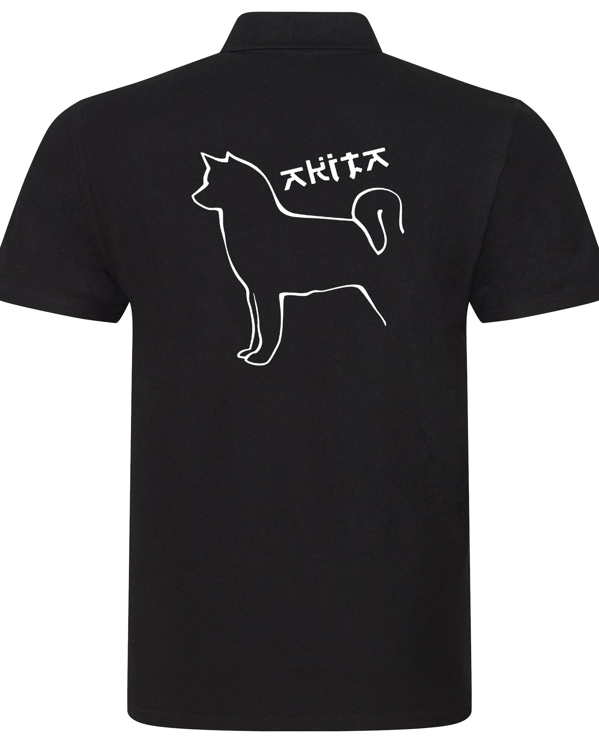 Unisex Akita Polo Shirt Black (White)