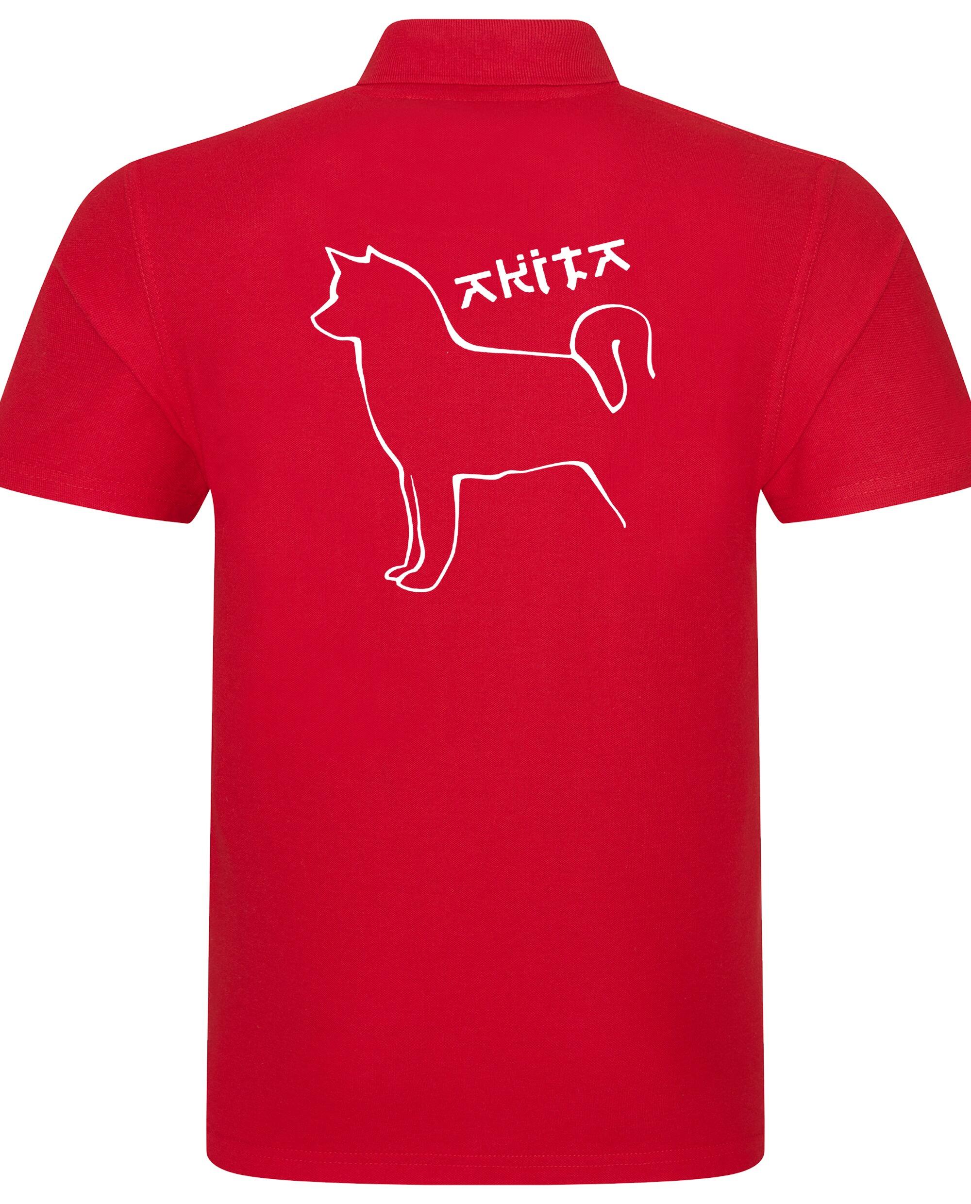 Unisex Akita Polo Shirt Red (White)