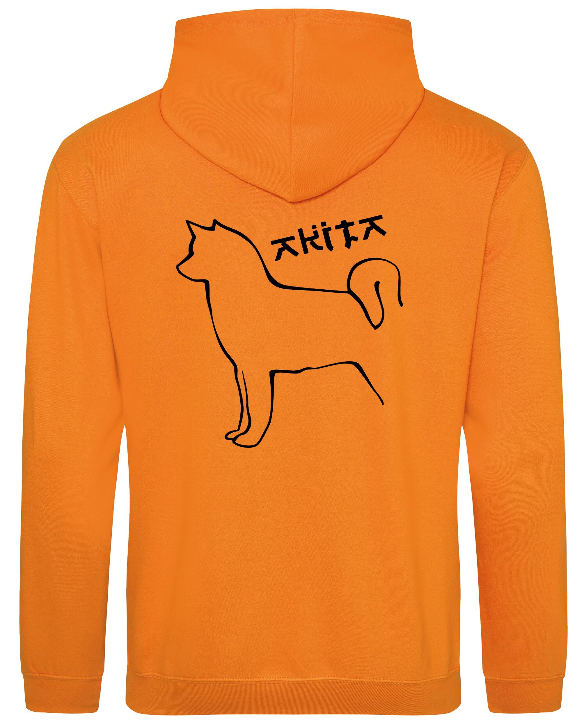Unisex Akita Pullover Hoodie Orange Crush (Black)