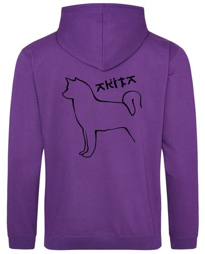 Unisex Akita Pullover Hoodie Purple (Black)