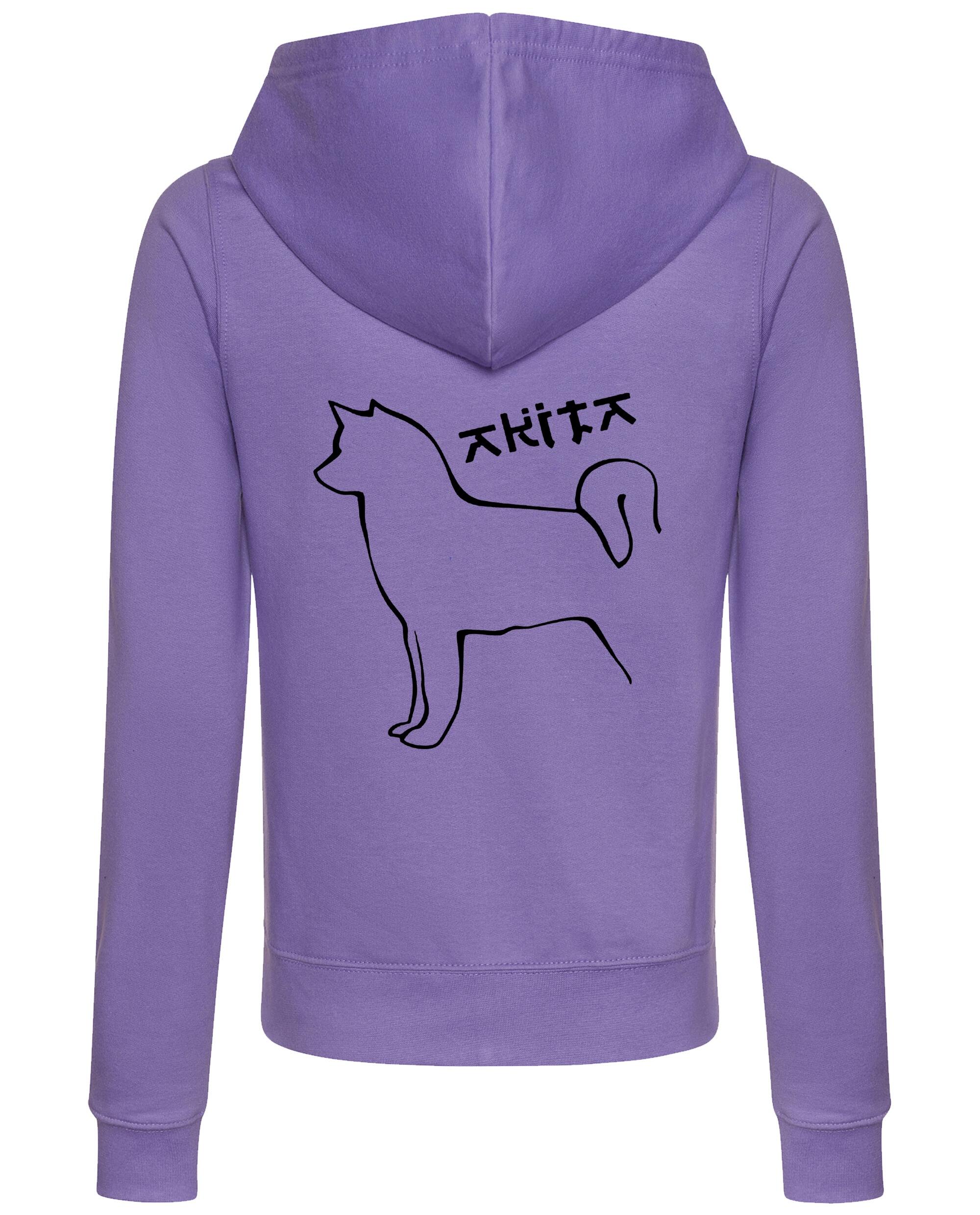 Female Akita Zipped Hoodie Lavender (Black)