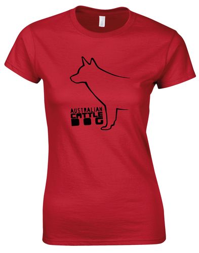Female Australian Cattle Dog Roundneck T-Shirt Red (Black)