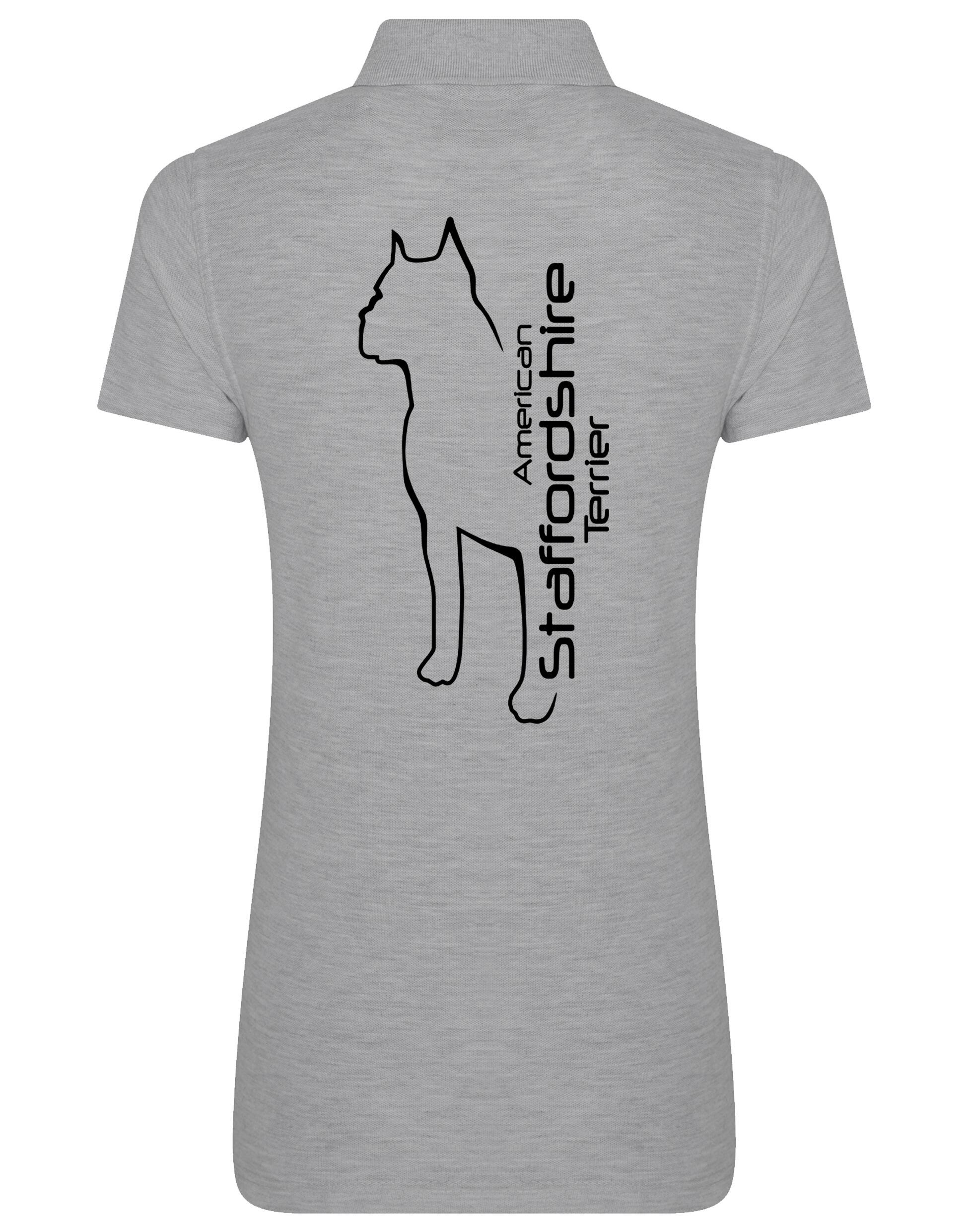 Female American Staffordshire Terrier Polo Shirt Heather Grey (Black)