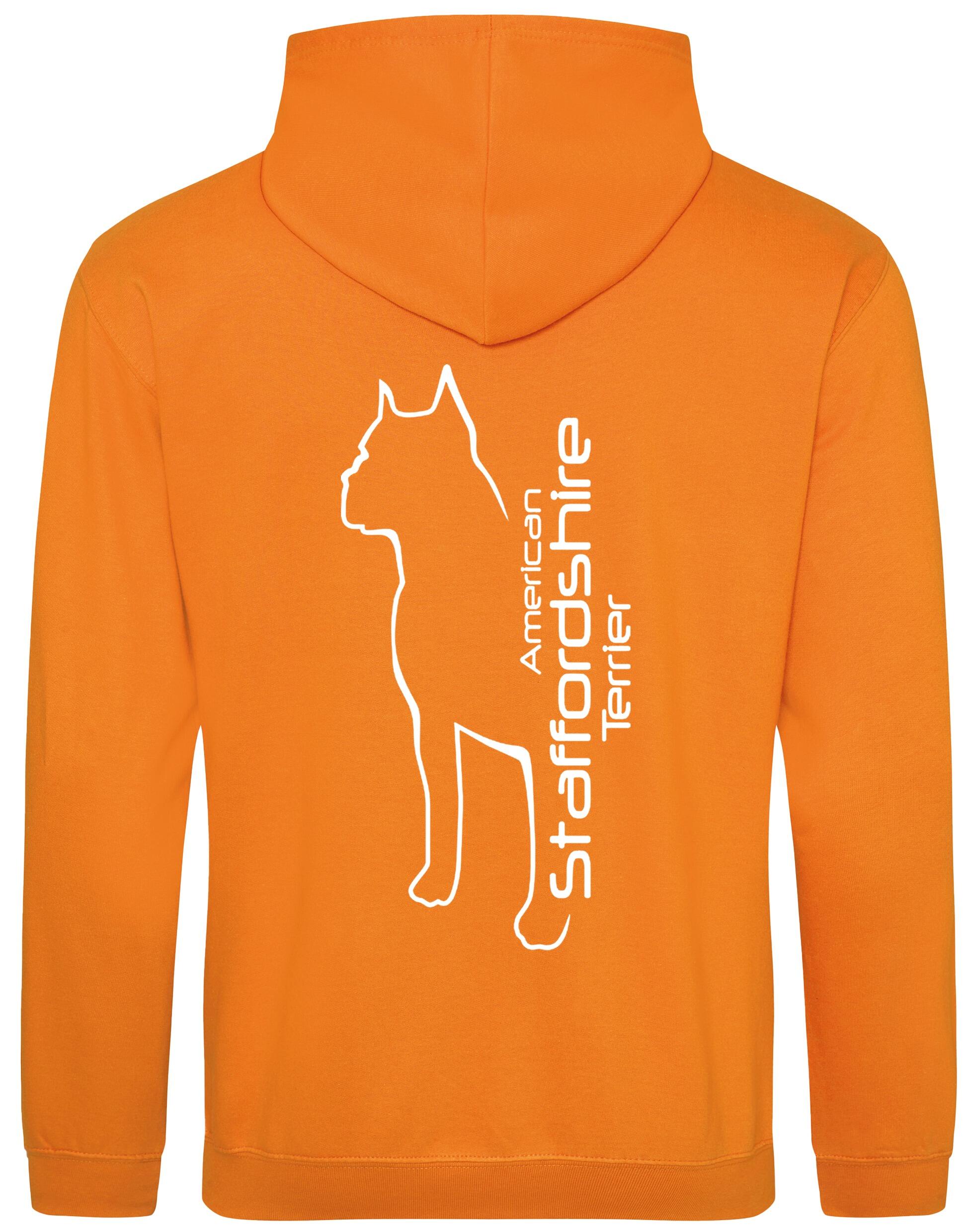 Unisex American Staffordshire Terrier Pullover Hoodie Orange Crush (White)