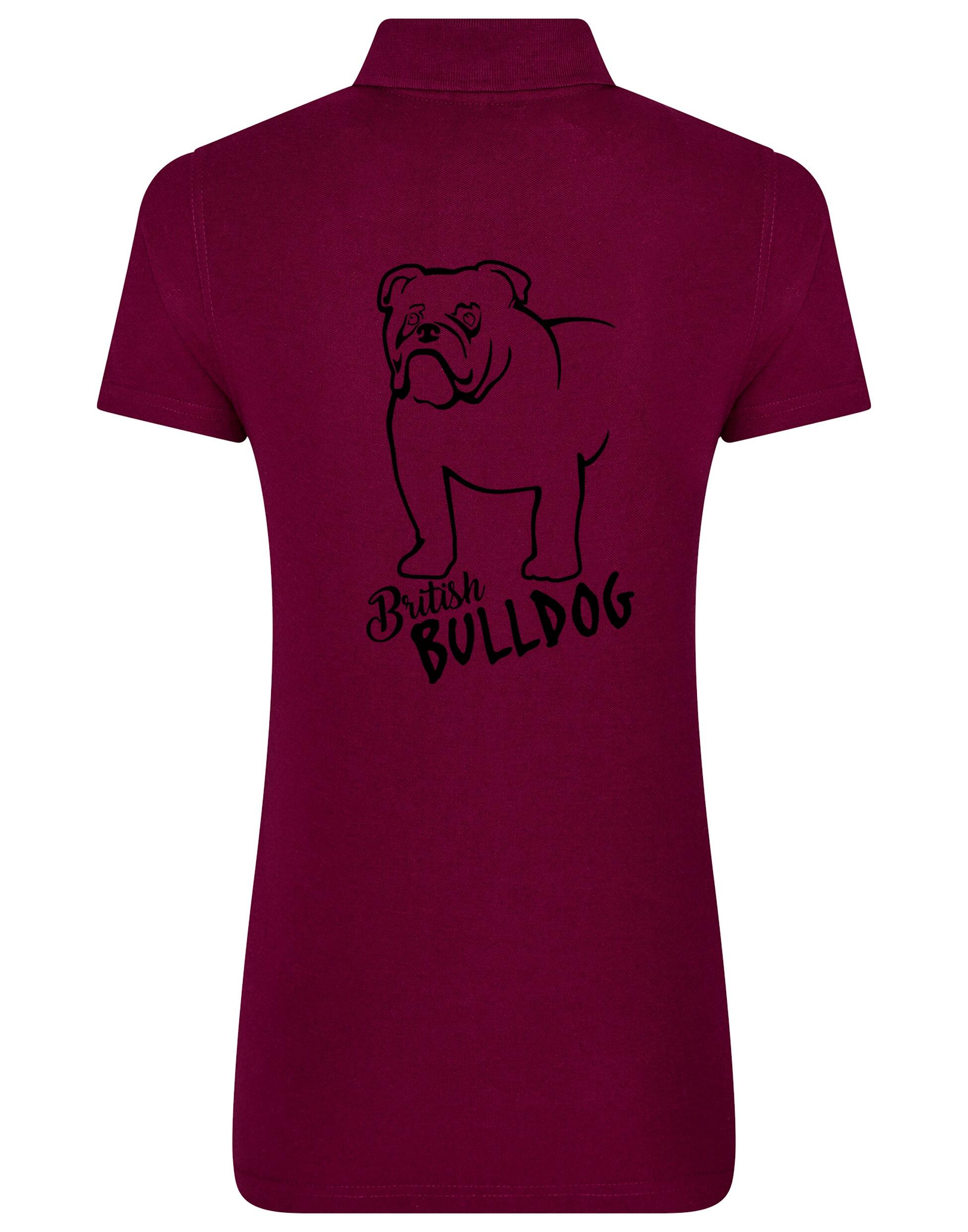 Female British Bulldog Polo Shirt Burgundy (Black)