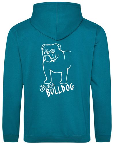 Unisex British Bulldog Pullover Hoodie Jade (White)