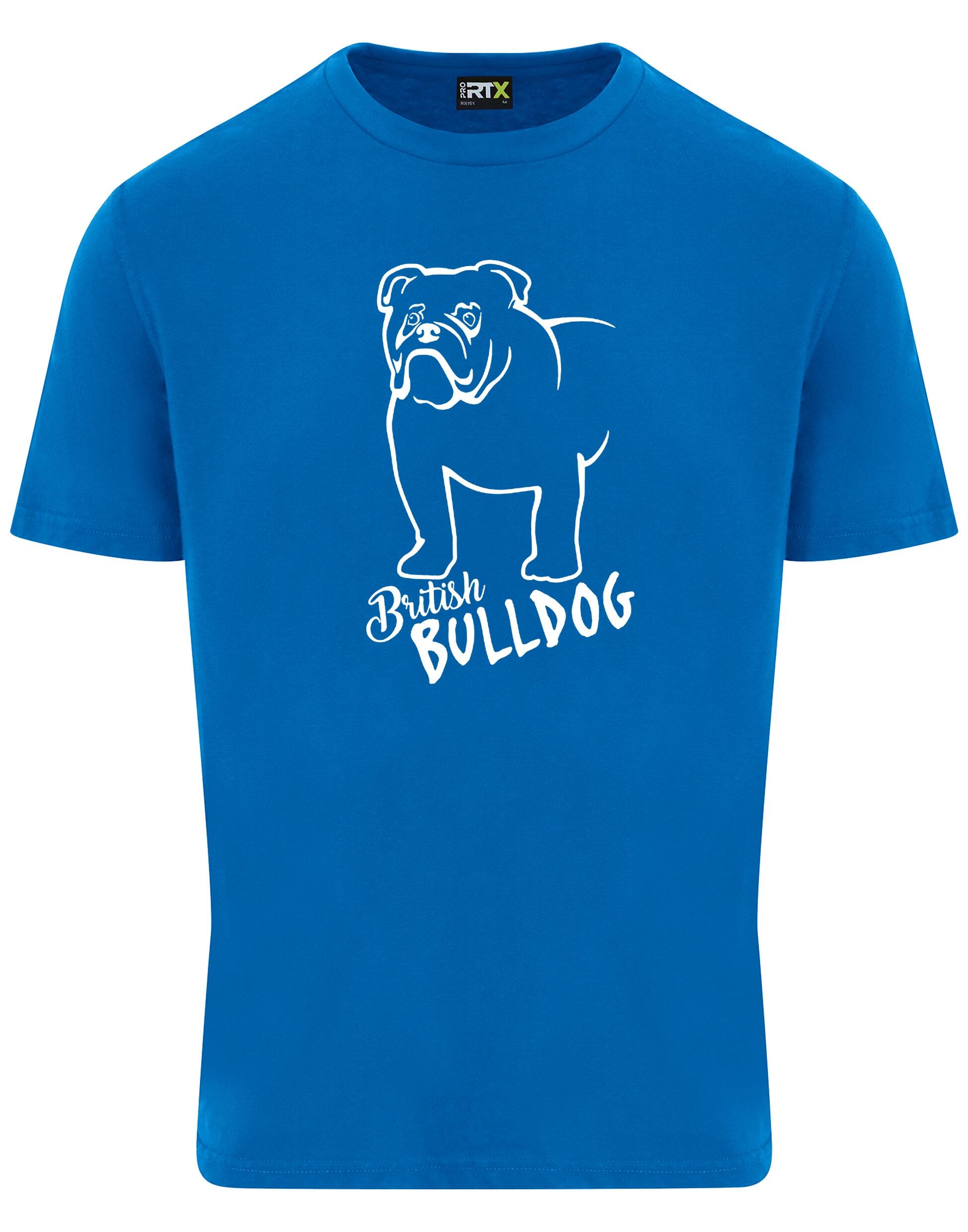 Unisex British Bulldog Roundneck T-Shirt Sapphire Blue (White)