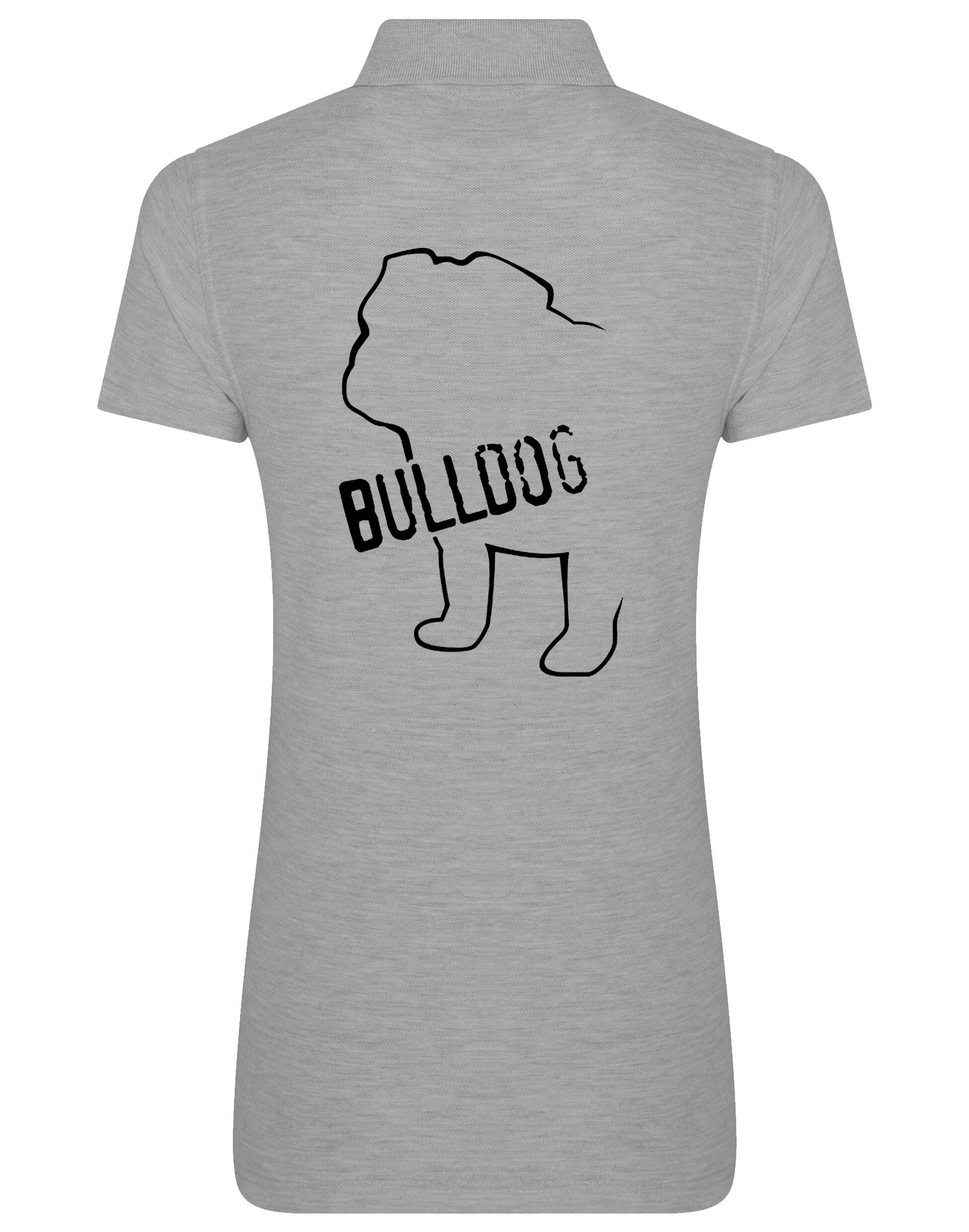 Female Bulldog (Body Design) Polo Shirt Heather Grey (Black)
