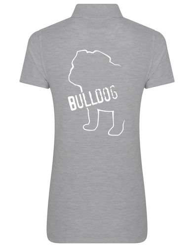 Female Bulldog (Body Design) Polo Shirt Heather Grey (White)