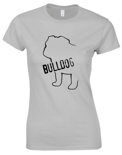 Female Bulldog (Body Design) Roundneck T-Shirt Sports Grey (Black)