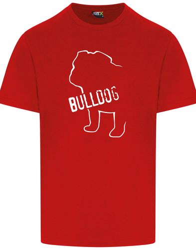 Unisex Bulldog (Body Design) Roundneck T-Shirt Red (White)