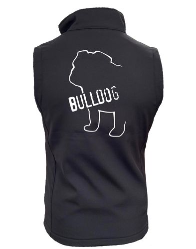 Unisex Bulldog (Body Design) Softshell Jacket Black Orange (White)