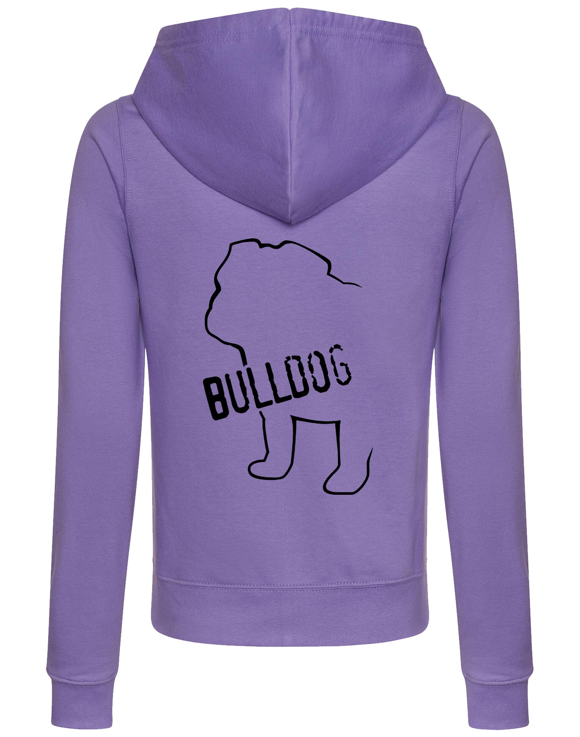 Female Bulldog (Body Design) Zipped Hoodie Lavender (Black)