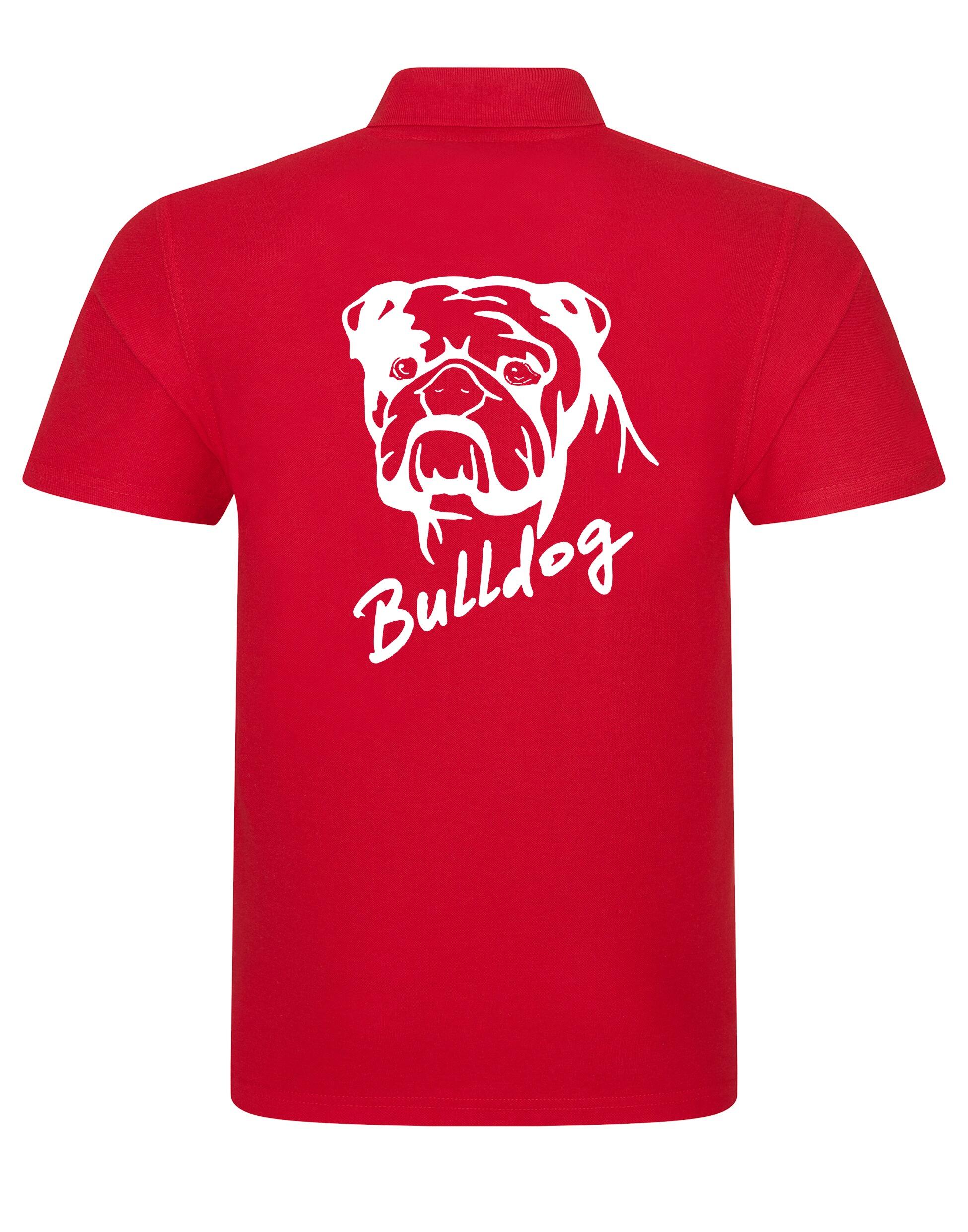 Unisex Bulldog (Head Design) Polo Shirt Red (White)