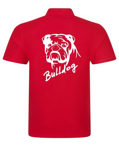 Unisex Bulldog (Head Design) Polo Shirt Red (White)