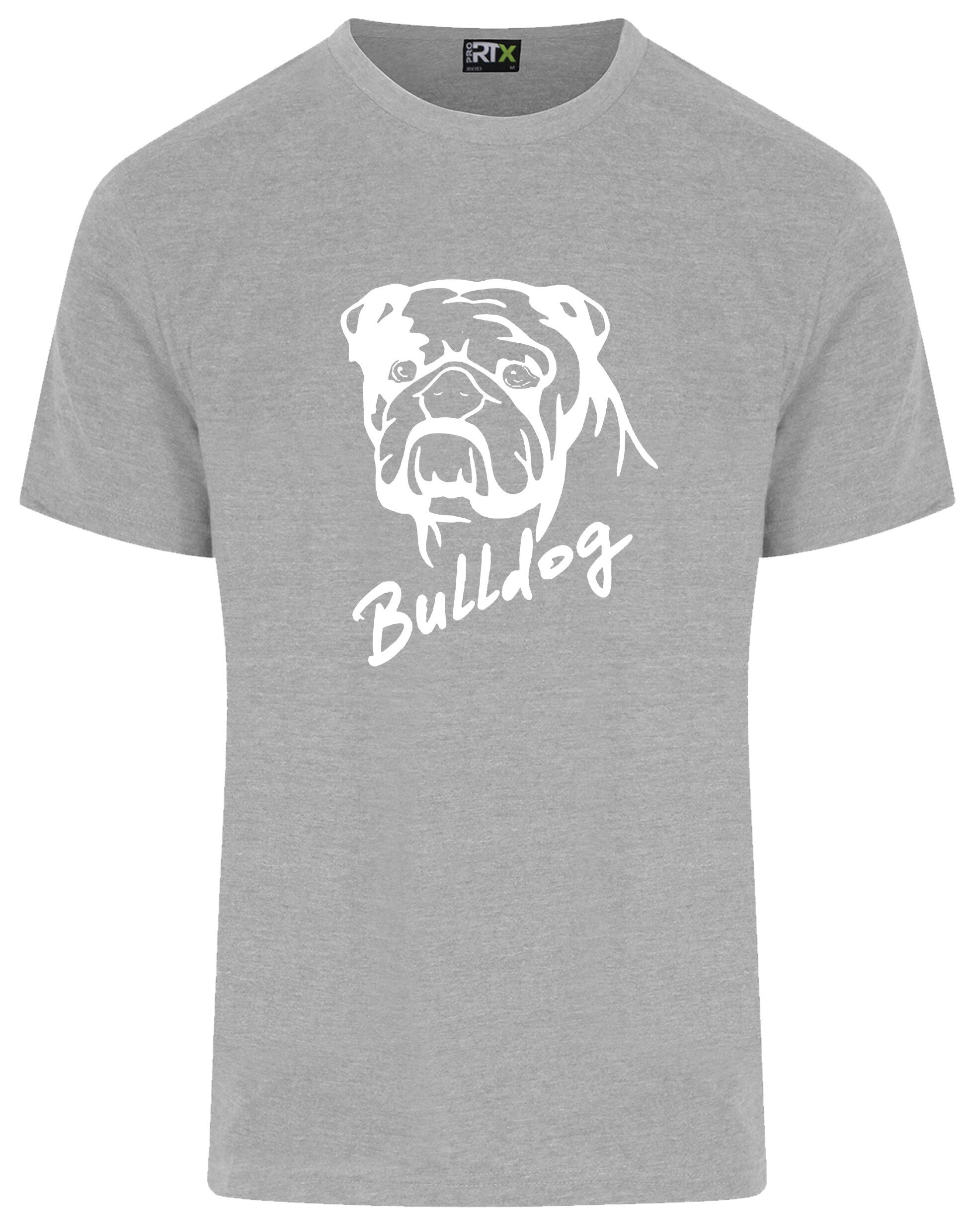 Unisex Bulldog (Head Design) Roundneck T-Shirt Heather Grey (White)