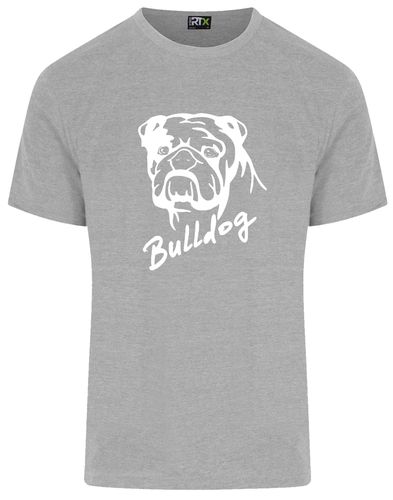 Unisex Bulldog (Head Design) Roundneck T-Shirt Heather Grey (White)