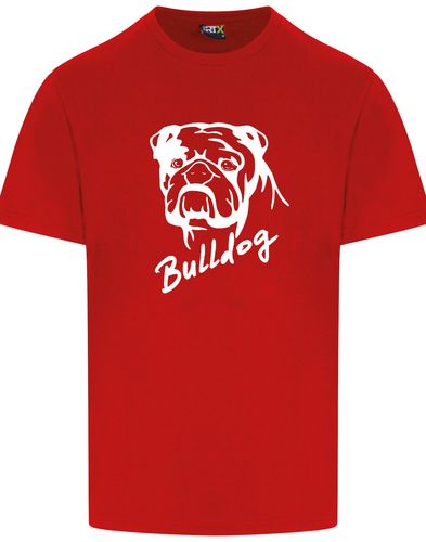 Unisex Bulldog (Head Design) Roundneck T-Shirt Red (White)