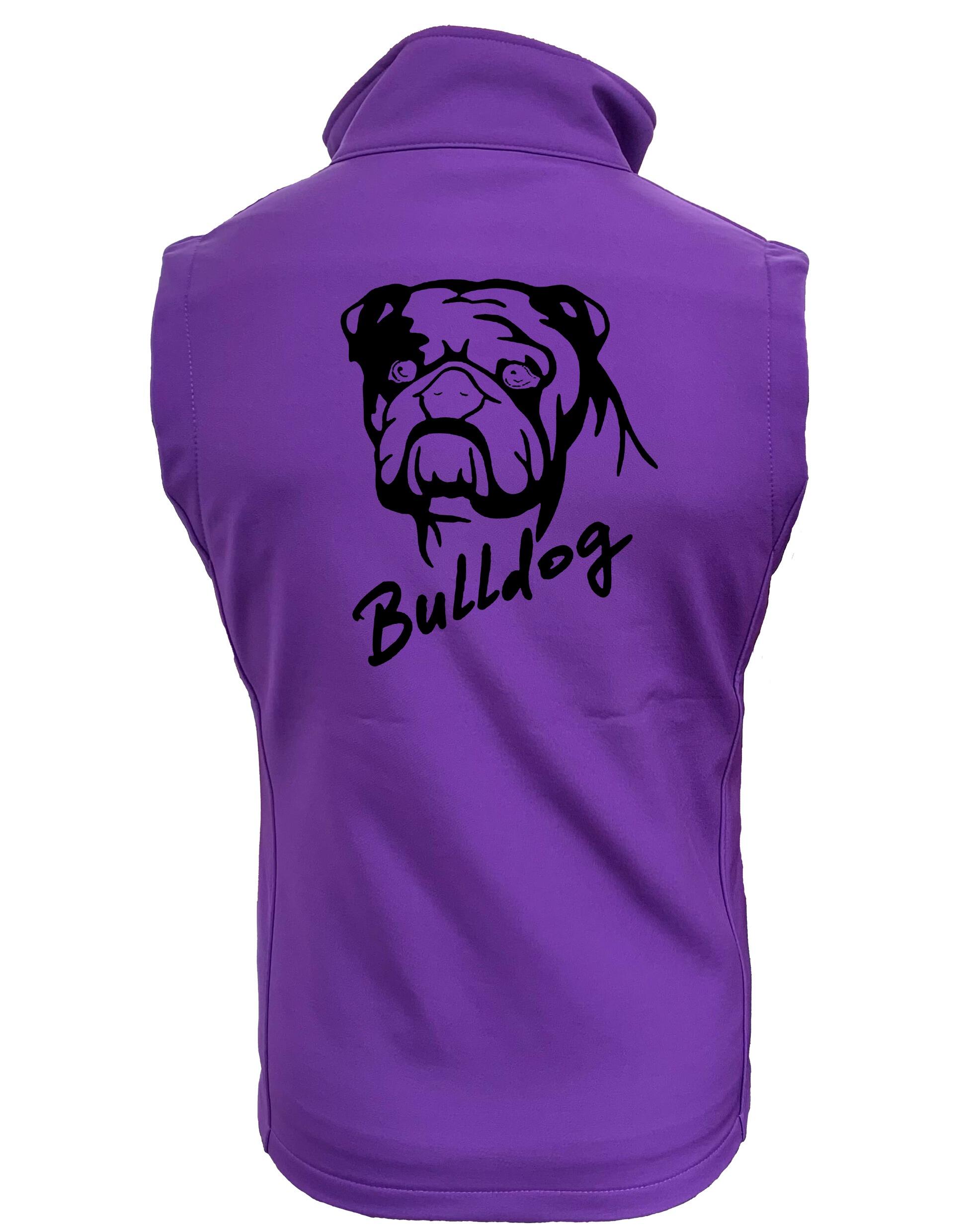 Female Bulldog (Head Design) Softshell Gilet Purple (Black)