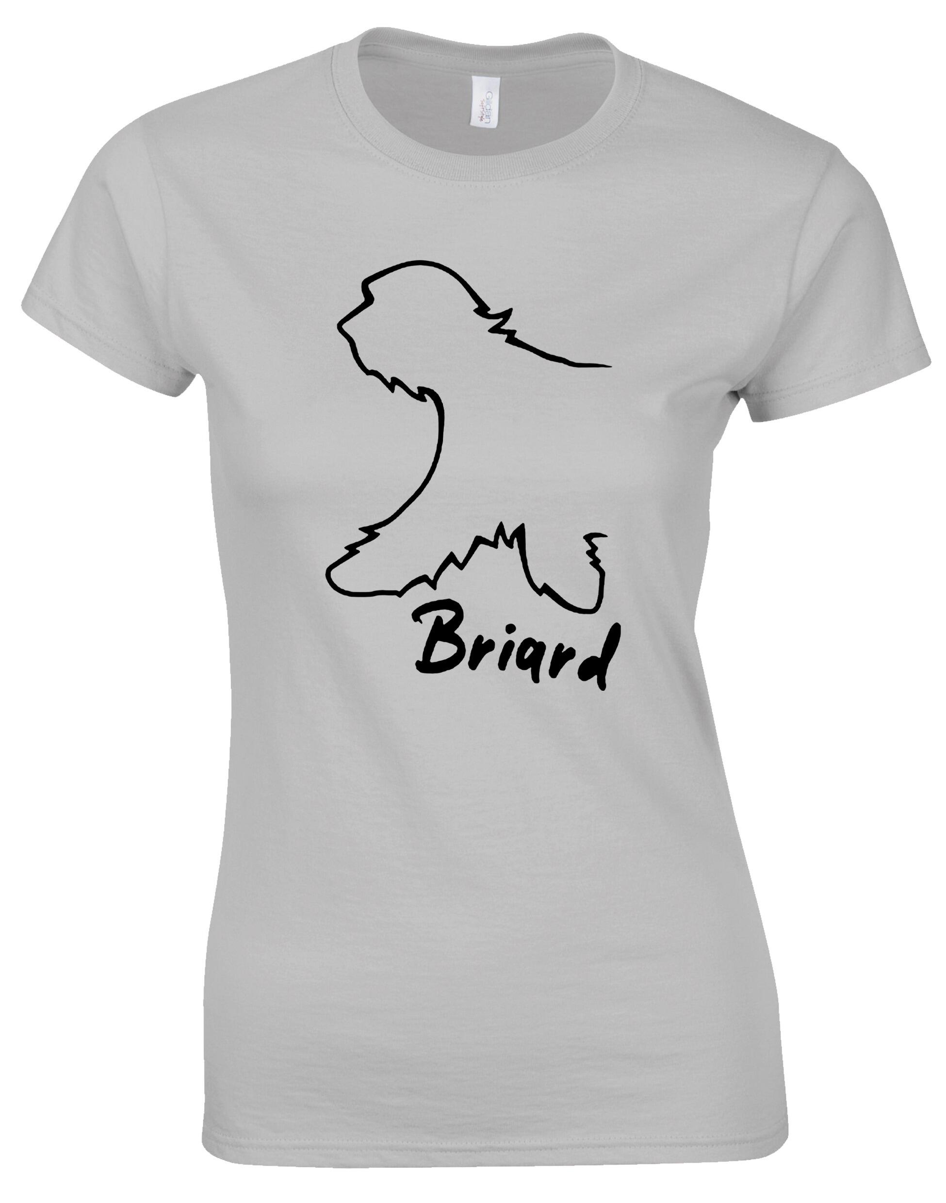 Female Briard Roundneck T-Shirt Sports Grey (Black)