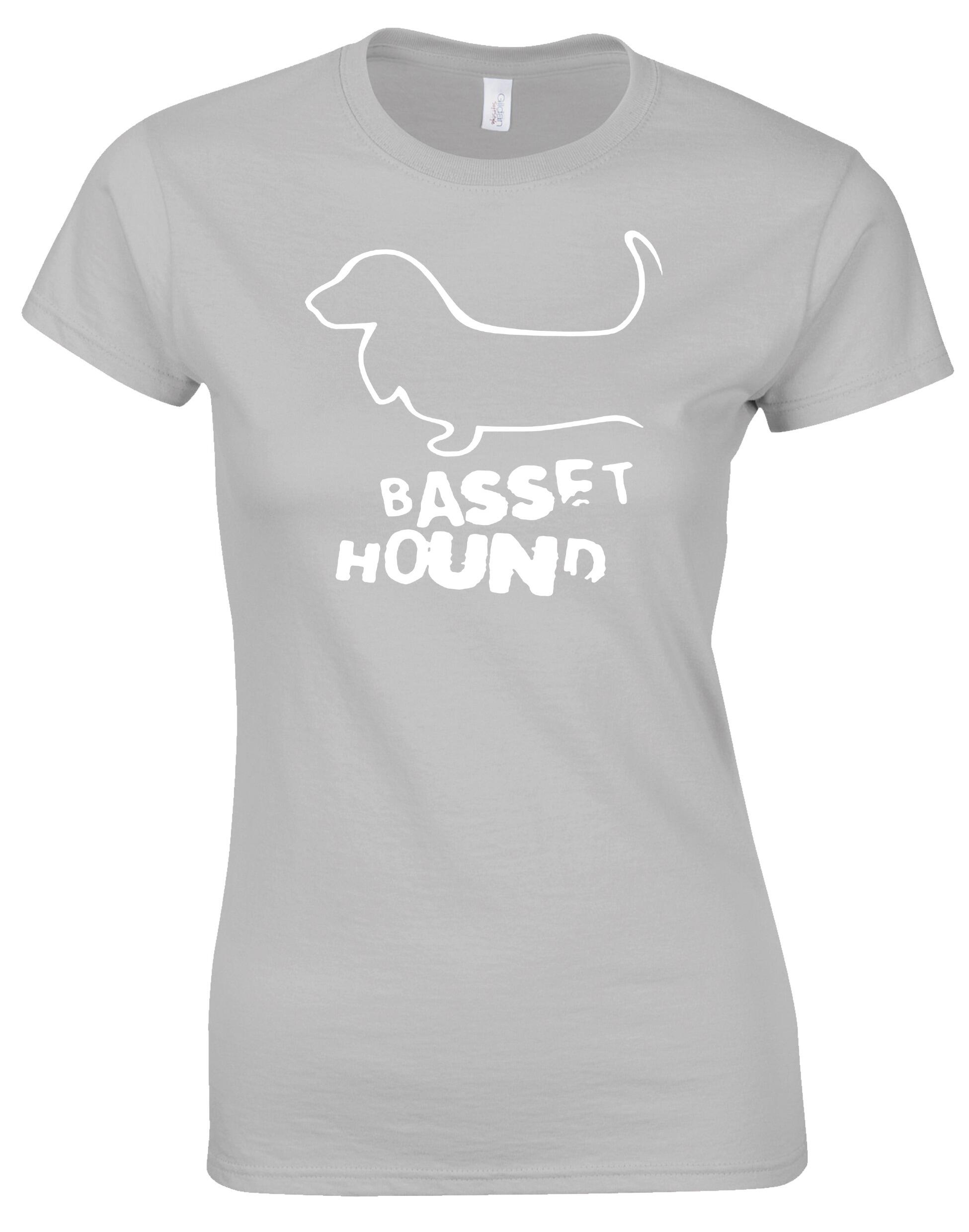 Female Roundneck T-shirt with Basset Hound Dog Breed Design – Style for Every Dog Lover